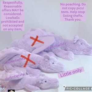 BNWT JellyCat Lavender Dragon Small 17” with tail unfurled, 13” with tail furled